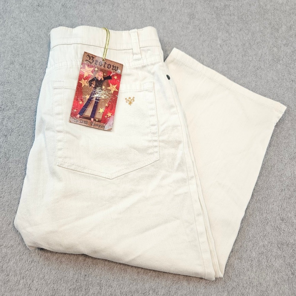 Bestow by UM Company Womens Cream Cropped Jeans High Rise Capris Size 8 Y2K NWT